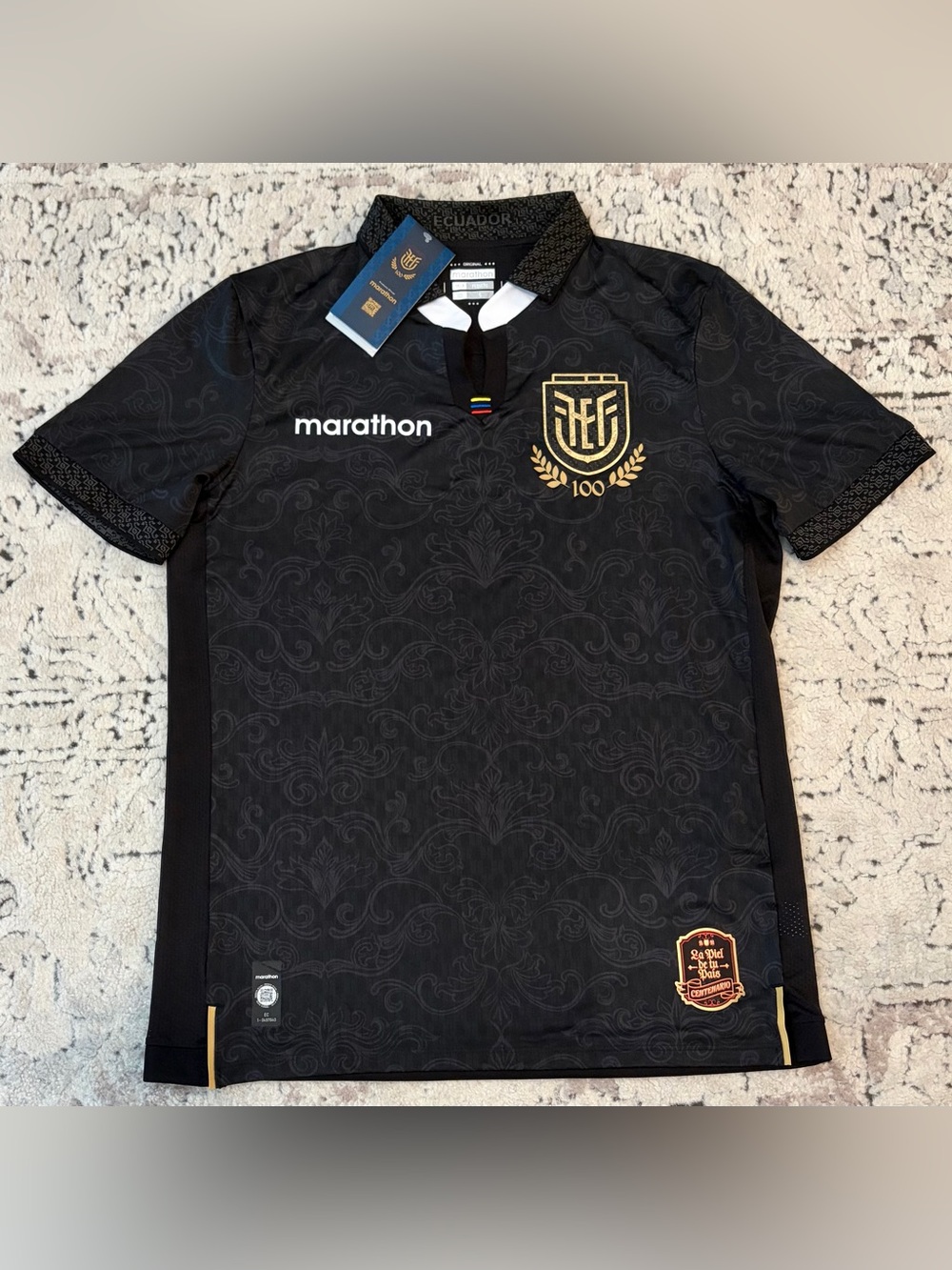 Marathon Authentic Ecuador 100 Years Edition Centenario Black Jersey Men’s Sz: S